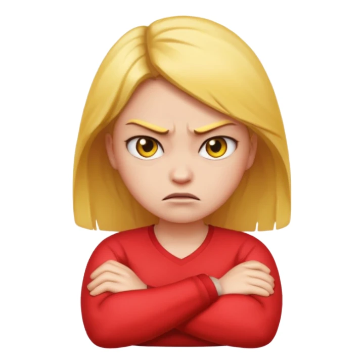 angry face girl emoji with arms crossed over each other in front  sticker