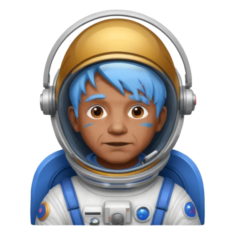 old man, brown skin astronaut with blue hair sticker
