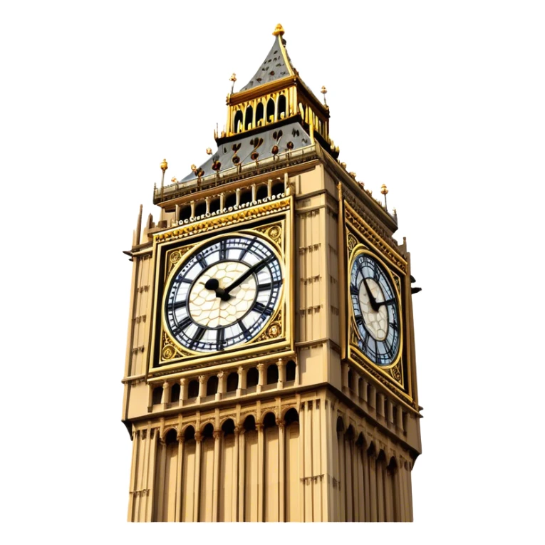 Cinematic Realistic Big Ben Landmark Emoji, showcasing the historic clock tower in exquisite detail rendered with dynamic lighting and rich textures that highlight its timeless grandeur. sticker