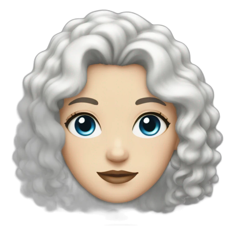 a white woman with curly black hair and blue eyeliner sticker