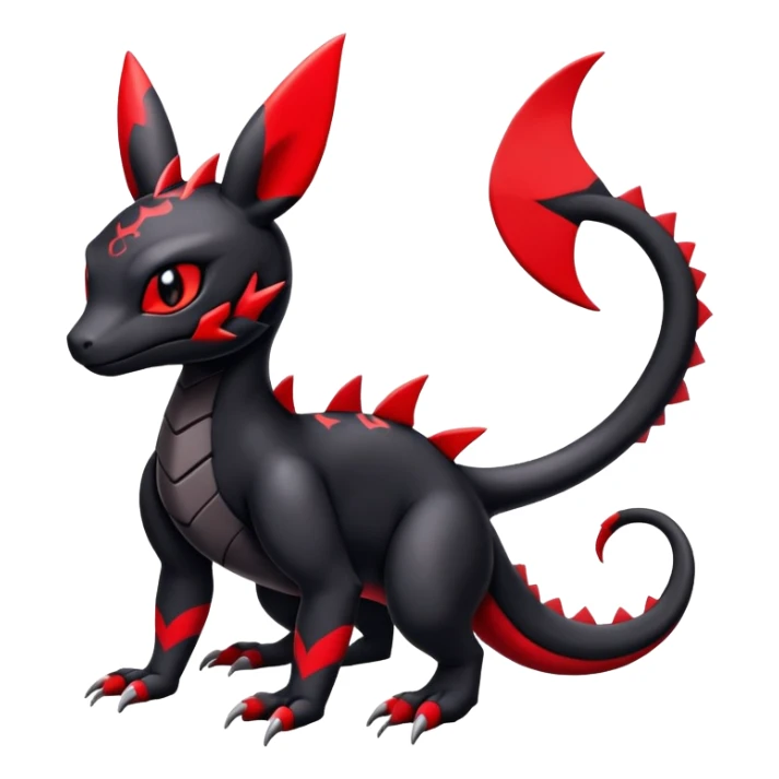 Cute Guilmon-Salandit-Umbreon-Fakémon-hybrid-creature (full body)  sticker