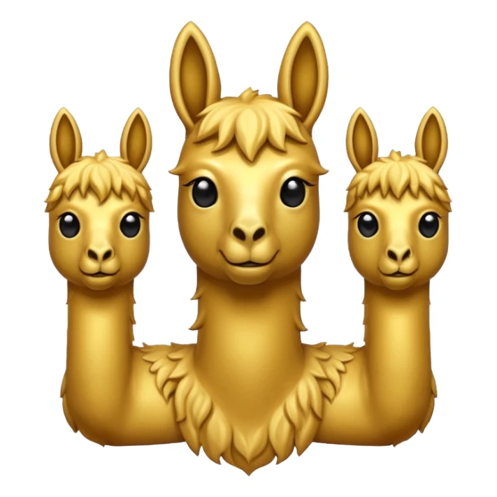 golden three headed llama emoji like a hydra sticker