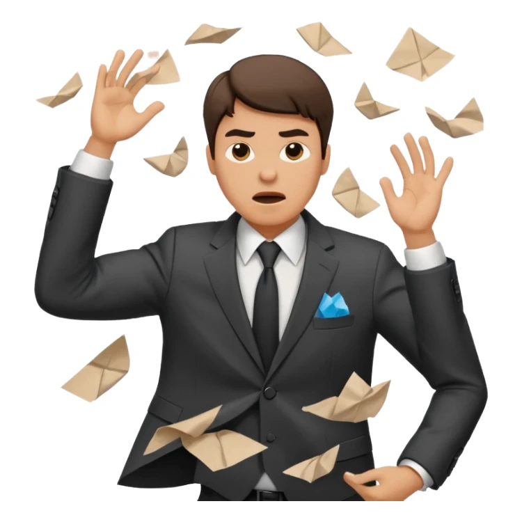 A man throwing papers in the air in frustration  sticker