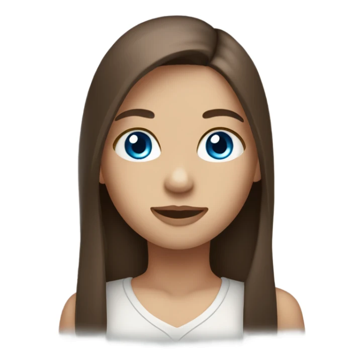 a girl with long lush straight brown hair and blue eyes  sticker