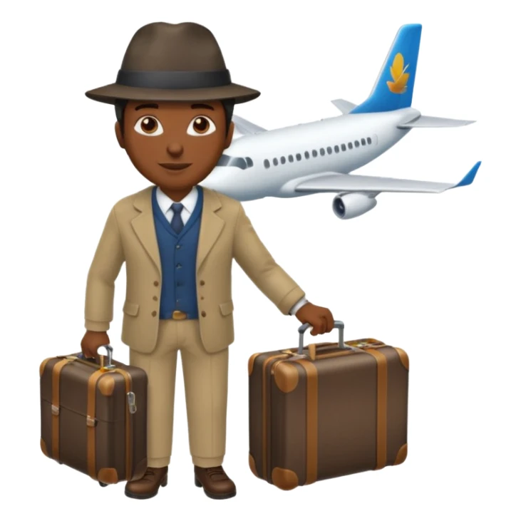 Visage homme créole réunionnais avec chapeau arrive avion sticker