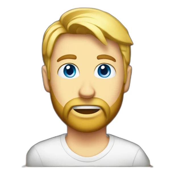 Blond bearded blue eyes and a computer in a box sticker