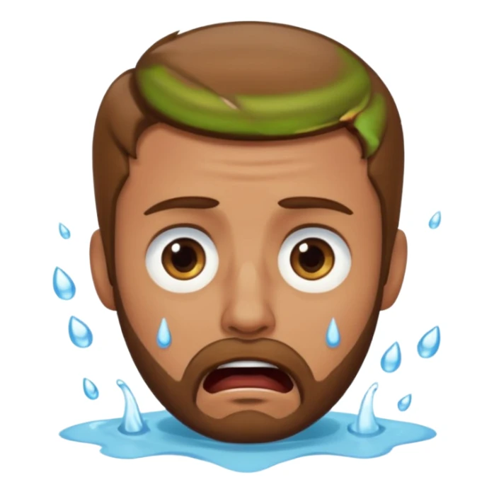 A man with light brown hair and a short brown beard making a wah cry face sticker