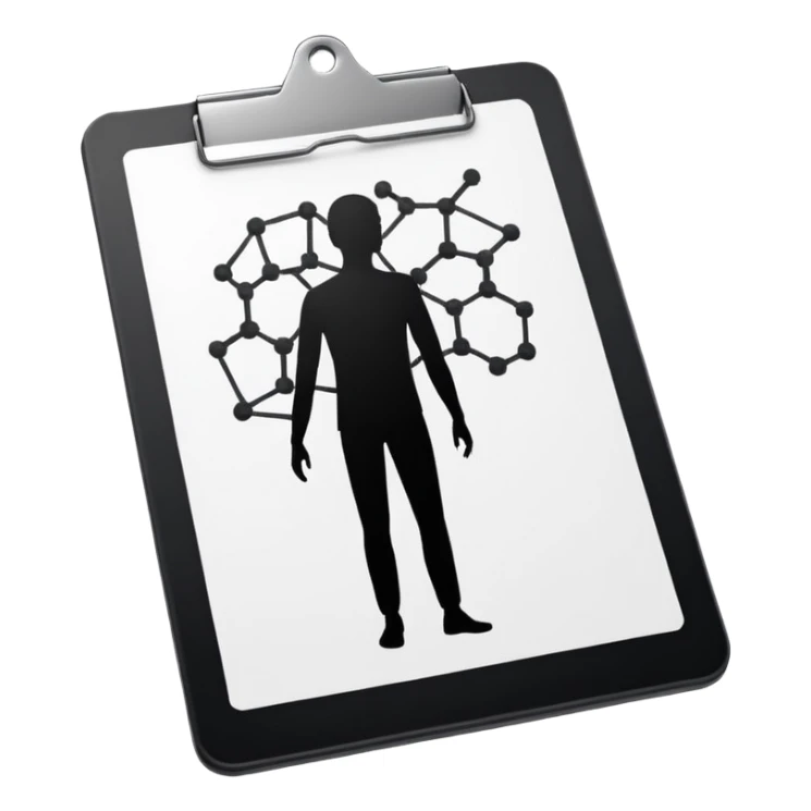 clipboard with a person silhouette and a neural network symbol sticker
