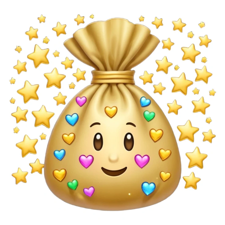 money bag with stars and hearts and sparkles sticker