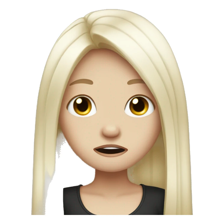 Pale girl with long black hair crying  sticker