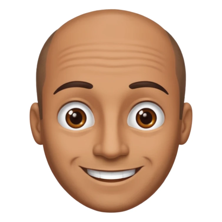 dark tan smiling man with thick eyebrows and balding sparse hair sticker