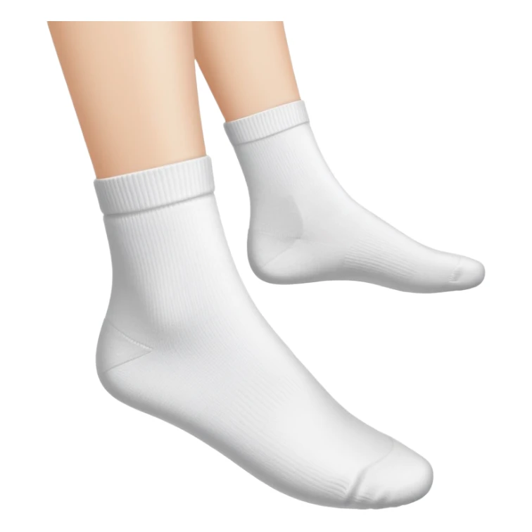 woman's feet wearing white crew socks viewed from directly underneath showing soles sticker