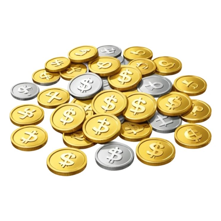 Scattered coins and money] sticker