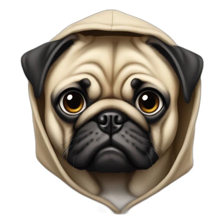 pug with serious face in hood sticker