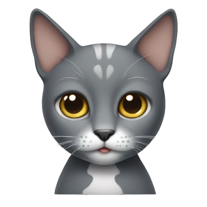 Gray cat with a white spot on his chest  sticker