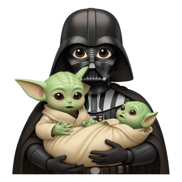 Darth Vader holding baby Yoda sticker