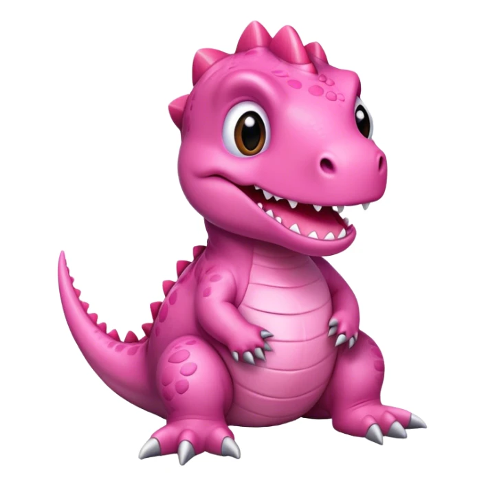 Cute dino in pink color sitting and smilling sticker