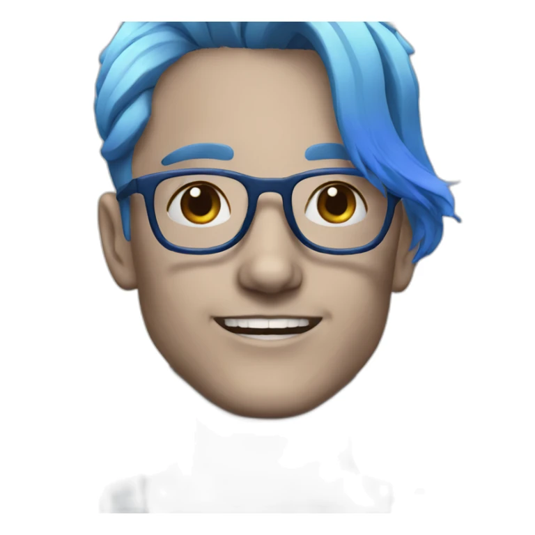 A person with blue hair and glasses sticker