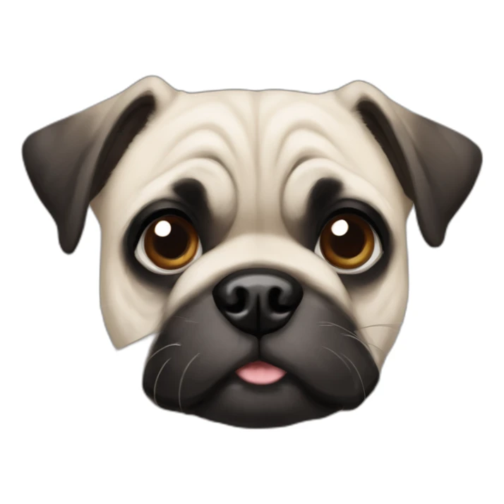 A pug cross bred with a schnauzer with fully white furr and brown eyes sticker