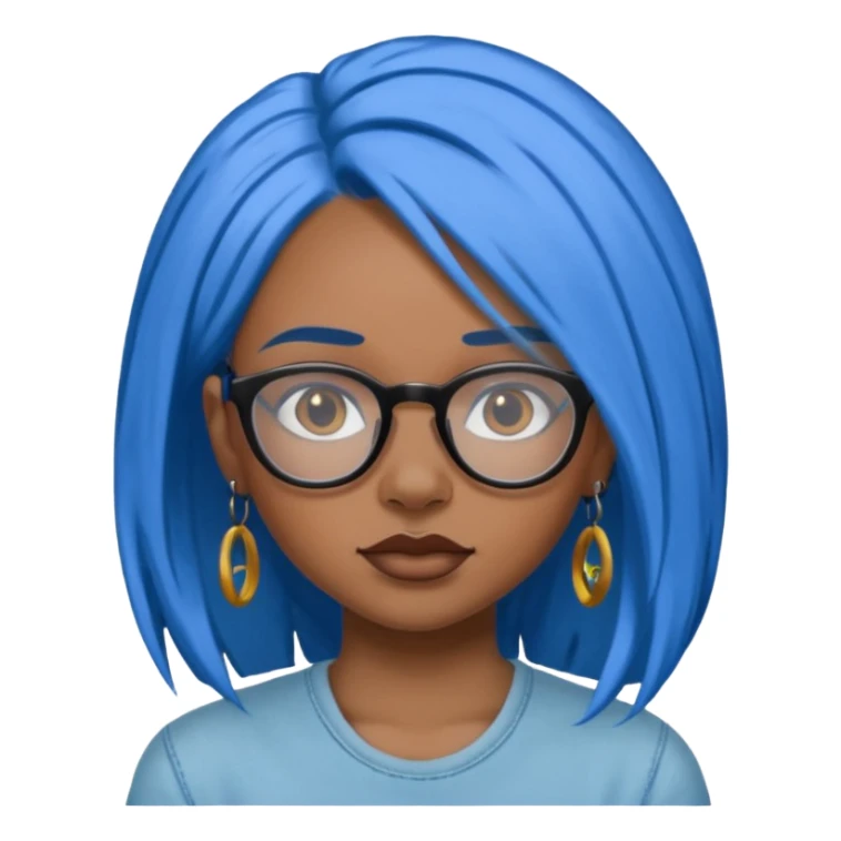 Tattooed & Blue Haired with glasse long hair black girl sticker