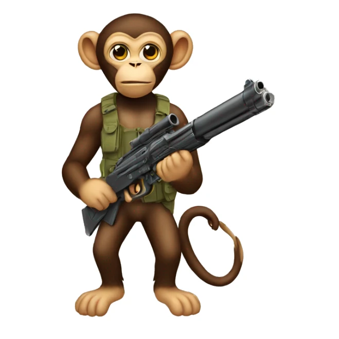 Monkey with the gun with the cat on his head sticker