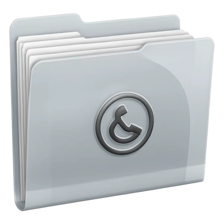 A minimal emoji-style icon of this frosted light-gray plastic folder with elastic closure, closed, with a small clean tax/forms symbol on the front (stacked papers or checklist icon), subtle shading, and a neutral, administrative, organized vibe. sticker