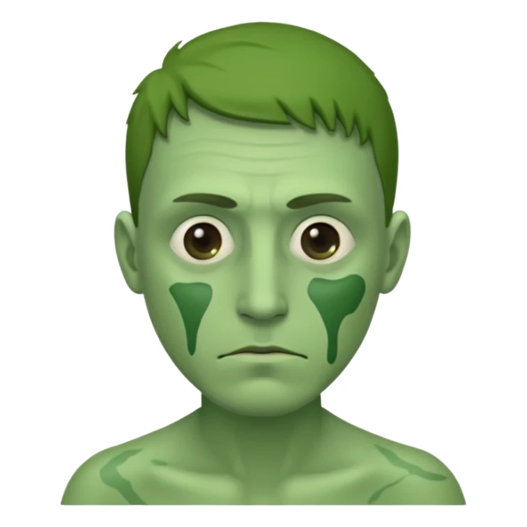 generate a green skin sick man, photorealistic sticker