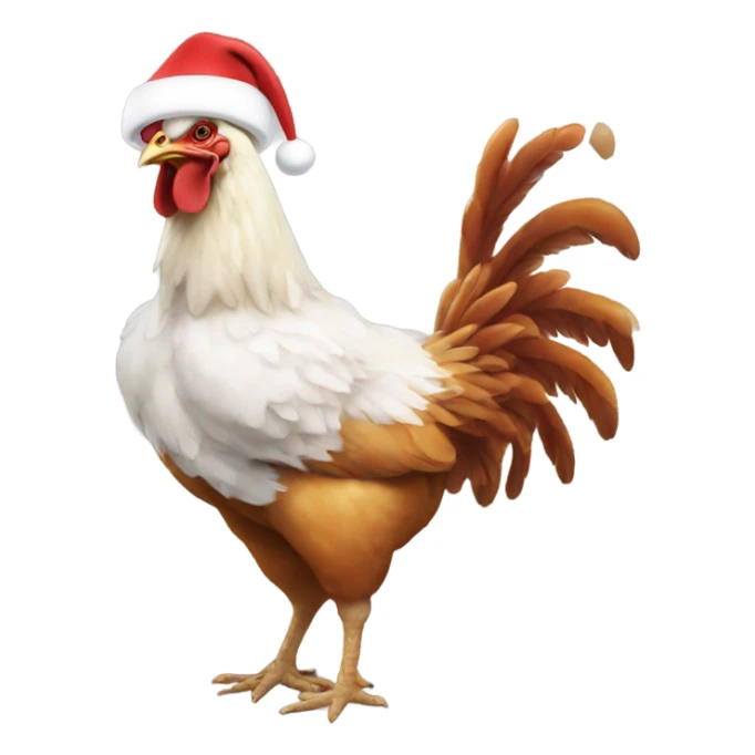 A Christmas chicken eating chicken wings saying merry Christmas  sticker