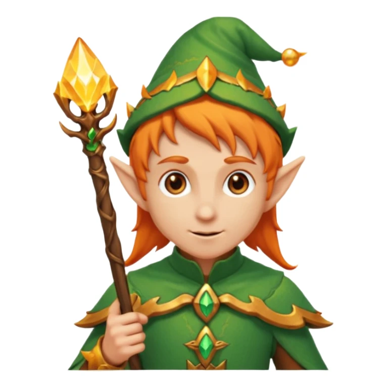Orange Haired Elf, old Mage elf with glowing orange staff sticker