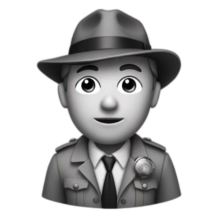 detective emoji but in black and white sticker