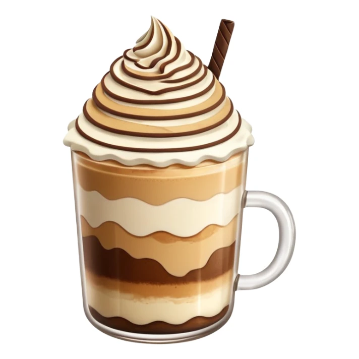 Tiramisu cake on top of iced latte sticker