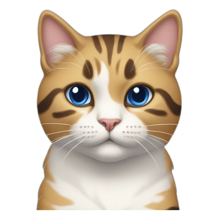 Purradise Meowscles is a buff anthropomorphic calico  cat  he has a mullet, a floral designed t shirt that is unbuttoned and blue and white stripped shorts sticker