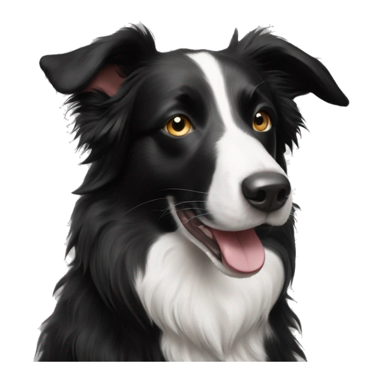 black and white freckled face border collie with ball in her mouth sticker