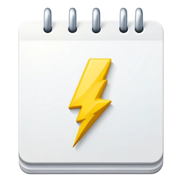 calendar with a circled date and small lightning bolt  sticker