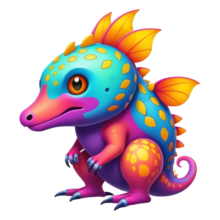 colorful dark Fakémon-creature with random markings sticker