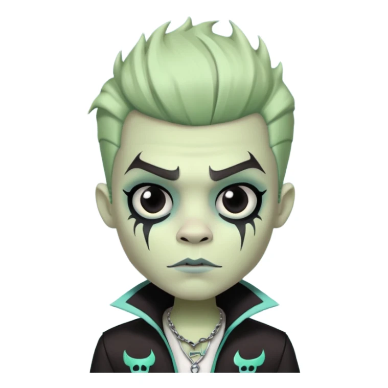 Pale white skin, Frankie stein monster high doll boy with 5-o-clock shadow , pale white-green skin, face stiches  sticker