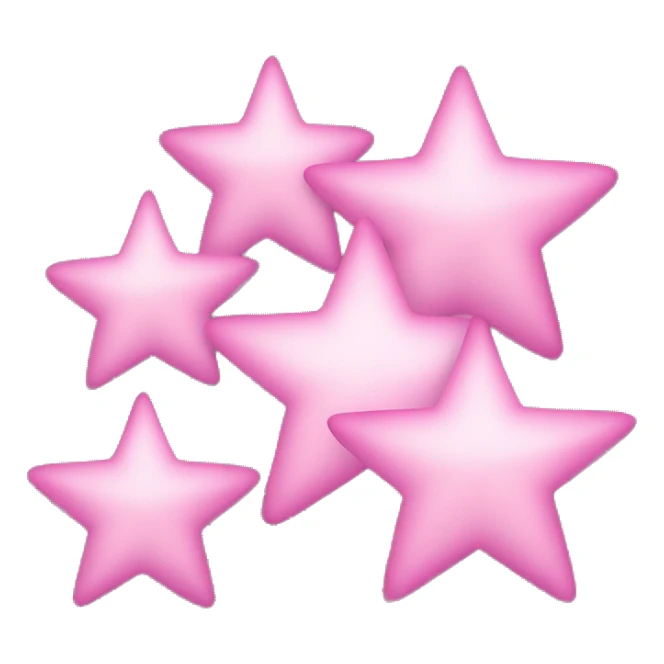 Three small pink , five-pointed stars grouped together. The stars have a slightly elongated shape, giving them a twinkling effect. They vary in size, with the largest star in the center and two smaller stars on either side.  sticker