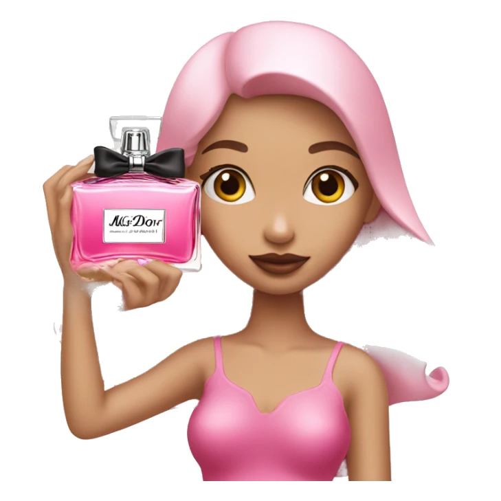 Girl holding pink miss Dior perfume  sticker