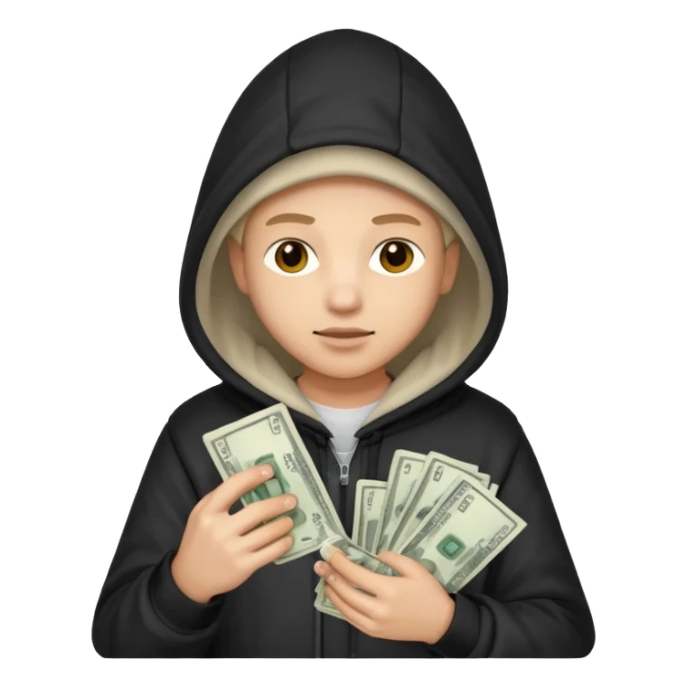 Hooded emoji on their phone making money sticker