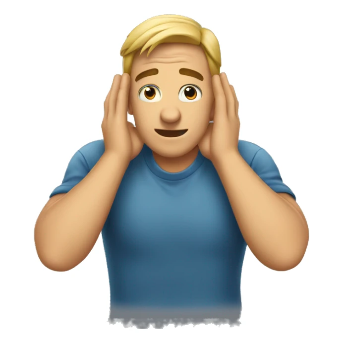 a guy holding and pinching his ears with his hands sticker