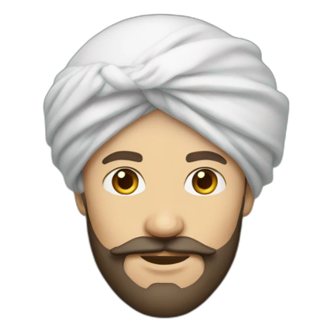 white man wearing big turban + dark brown beard sticker