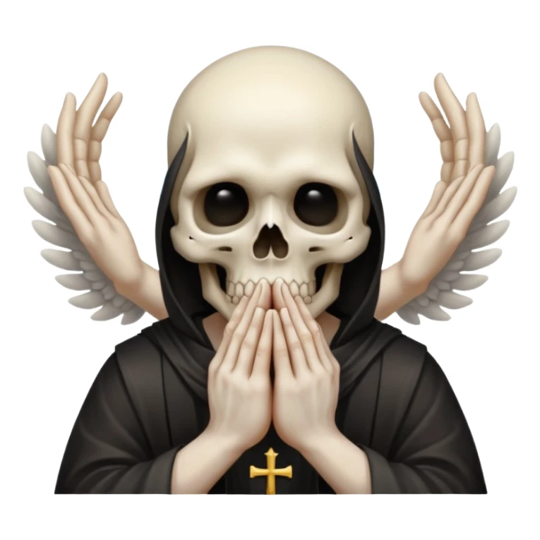 make a skull face like this💀but agnel and demon one with there hands going like this 🤞 sticker