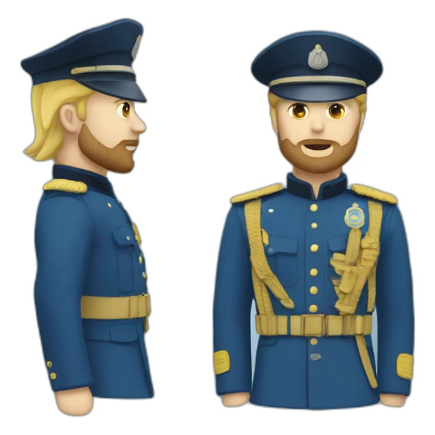 Blond man with a beard gendarme in blue uniform sticker