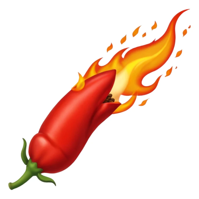 un piment rouge allongé avec une flamme sticker