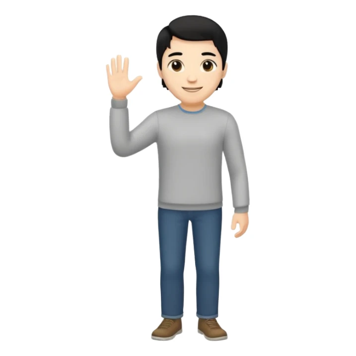 ligth man black hair full body greeting sticker