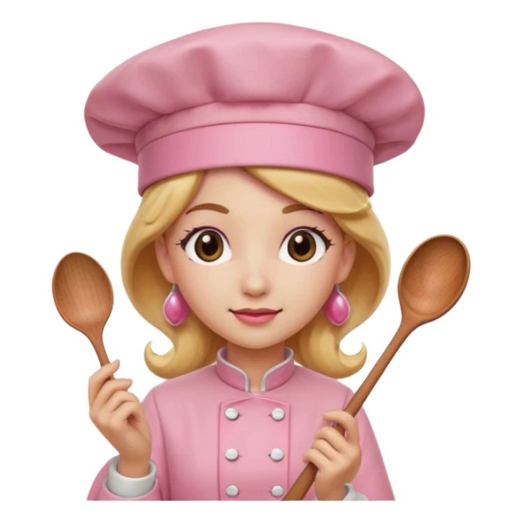 Pink chef hat princess peach with a hand and spoon sticker