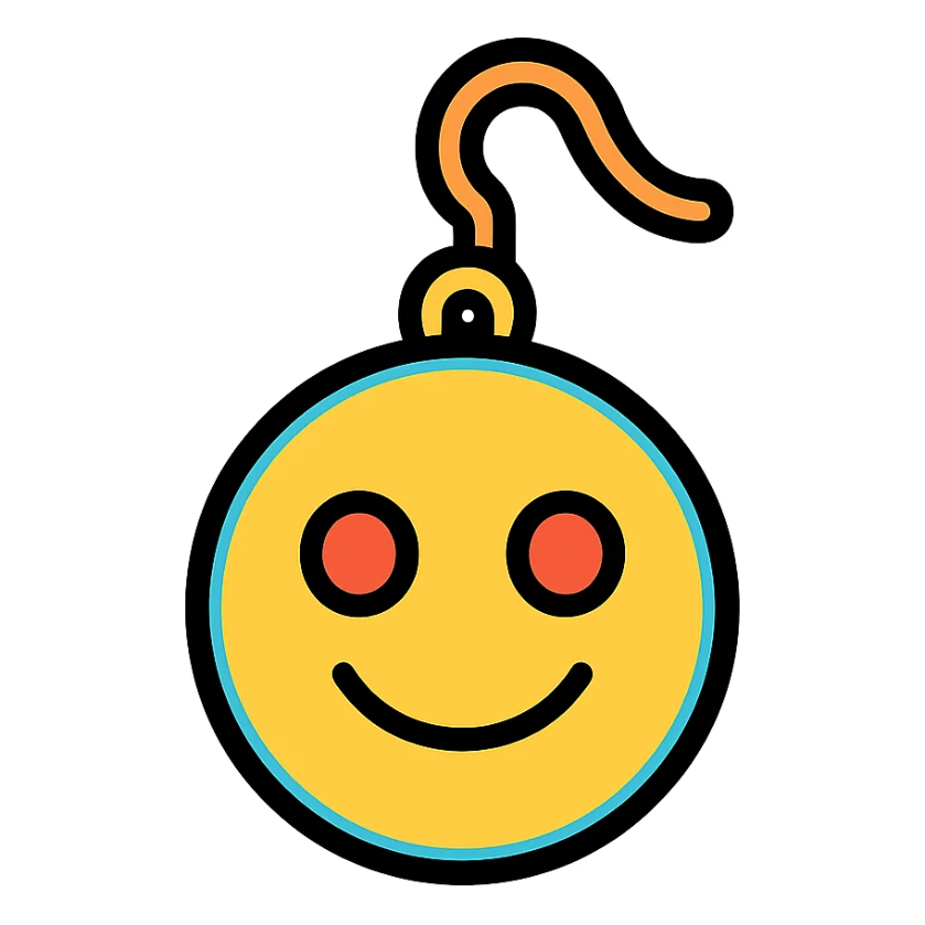 earring shaped like an emoji icon with color outline sticker