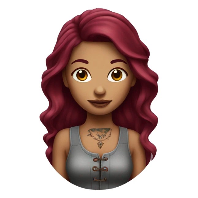 Tattooed girl with long Burgundy hair sticker