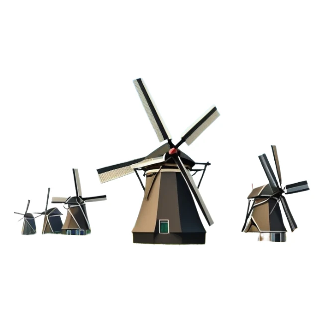 cinematic-realistic-kinderdijk-windmills-landmark-emoji,-showcasing-traditional-dutch-windmills-aligned-along-a-tranquil-canal,-with-lush-green-fields in a picture frame sticker