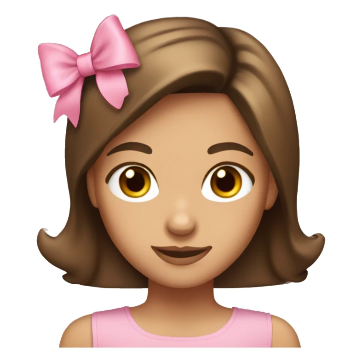 Brunette tan girl with brown eyes pink bow  sticker